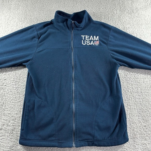 Team USA Olympics Fleece Jacket Mens Medium Blue Full Zip Lightweight - Picture 3 of 9